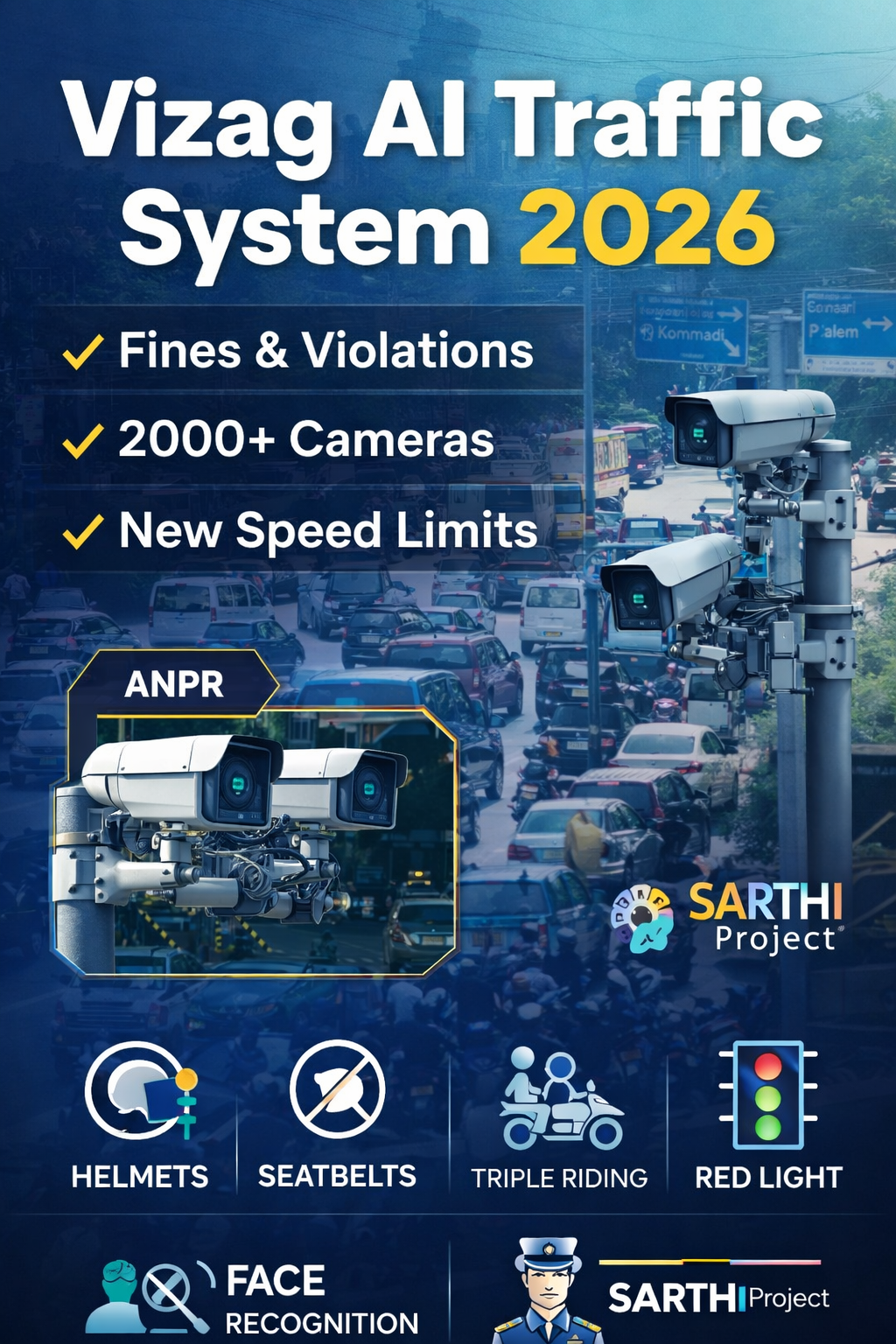 Vizag AI Traffic System 2026 with cameras, e-challan and smart traffic monitoring