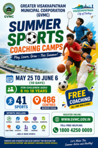 GVMC Summer Sports Coaching Camps 2026 for children in Visakhapatnam
