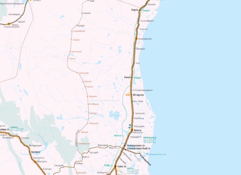 Andhra Pradesh High Speed Rail corridor map and stations