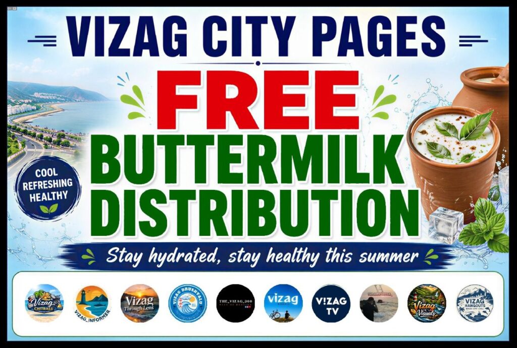 Free buttermilk distribution poster by Vizag city pages in Visakhapatnam