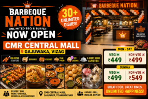 Newly opened Barbeque Nation outlet at CMR Central Mall in Gajuwaka, Visakhapatnam.