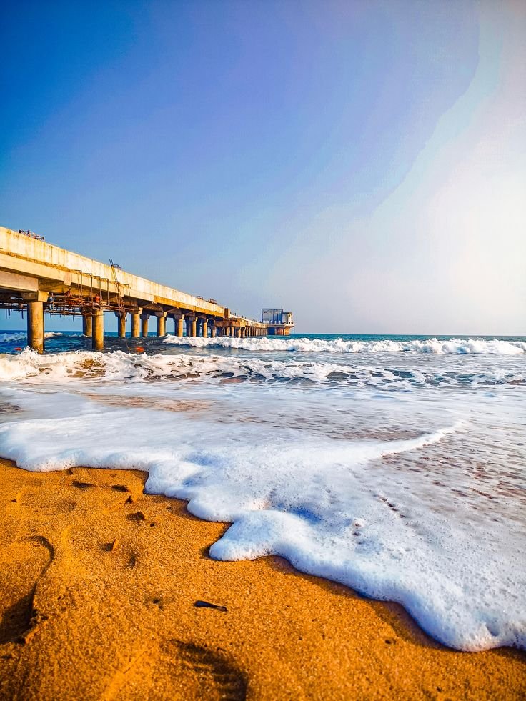 Divis Bridge overlooking the scenic coastline at Divis Beach near Vizag
