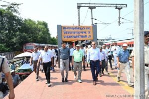 South Coast Railway GM reviewing redevelopment works at Visakhapatnam Railway Station