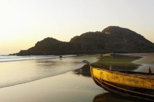 Scenic view of Appikonda Beach and Someswara Swamy Temple near Vizag