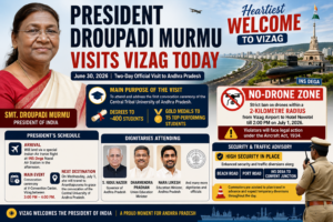 President Droupadi Murmu arriving in Visakhapatnam for her official Andhra Pradesh visit.