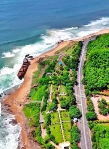 Scenic sunrise view from Tenneti Park overlooking Tenneti Beach in Vizag