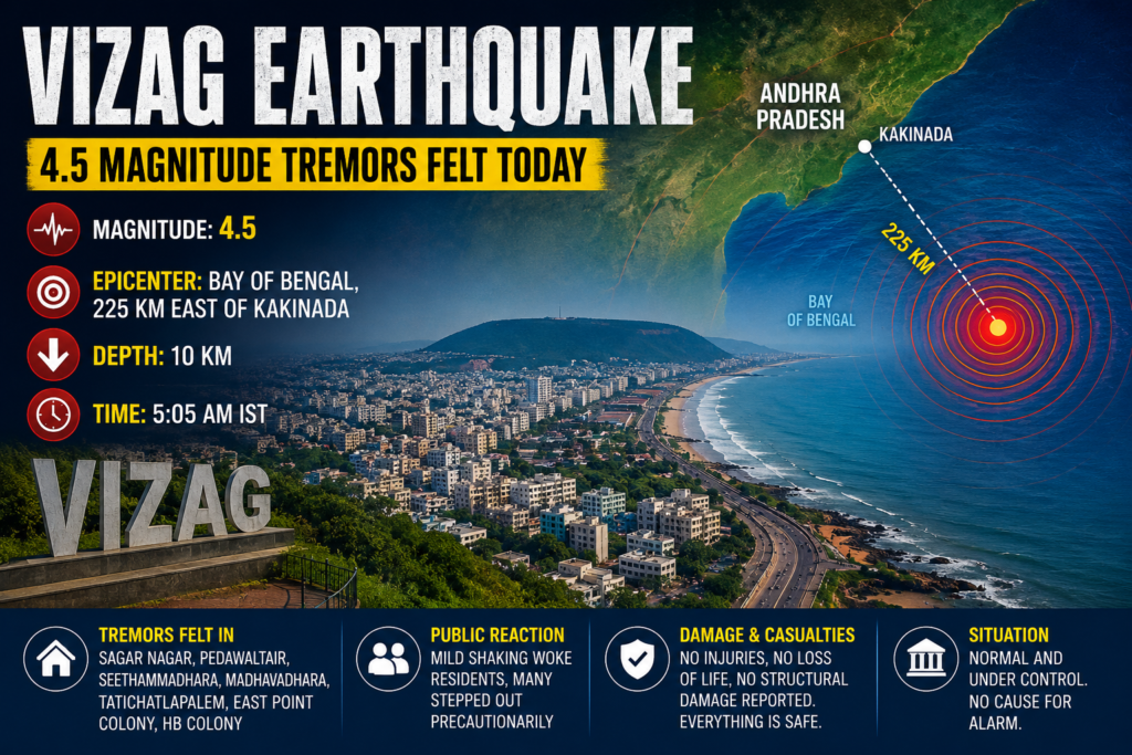 Vizag earthquake 4.5 magnitude tremors felt across Visakhapatnam