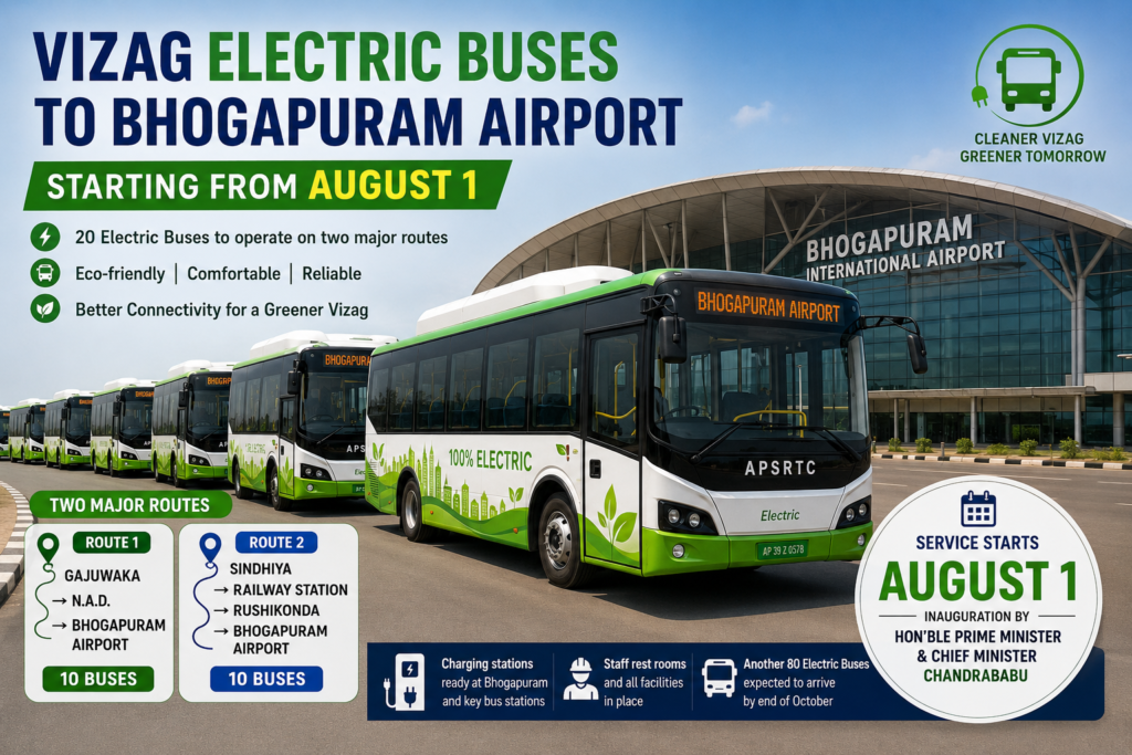 Vizag electric buses ready for Bhogapuram International Airport service