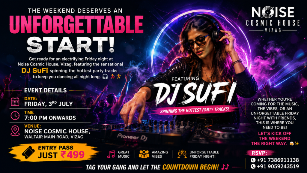 DJ SuFi performing at Friday Night Party in Noise Cosmic House Vizag