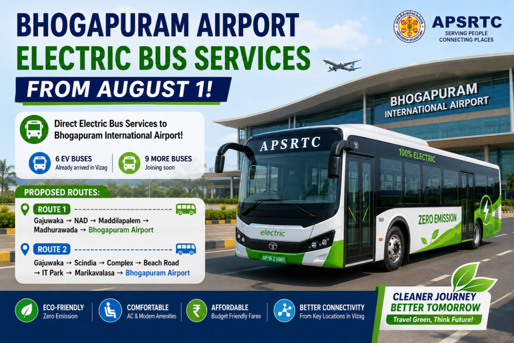Bhogapuram Airport electric bus service launched by APSRTC