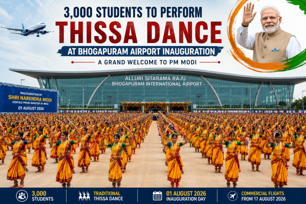 3,000 students performing Thissa Dance during Bhogapuram International Airport inauguration