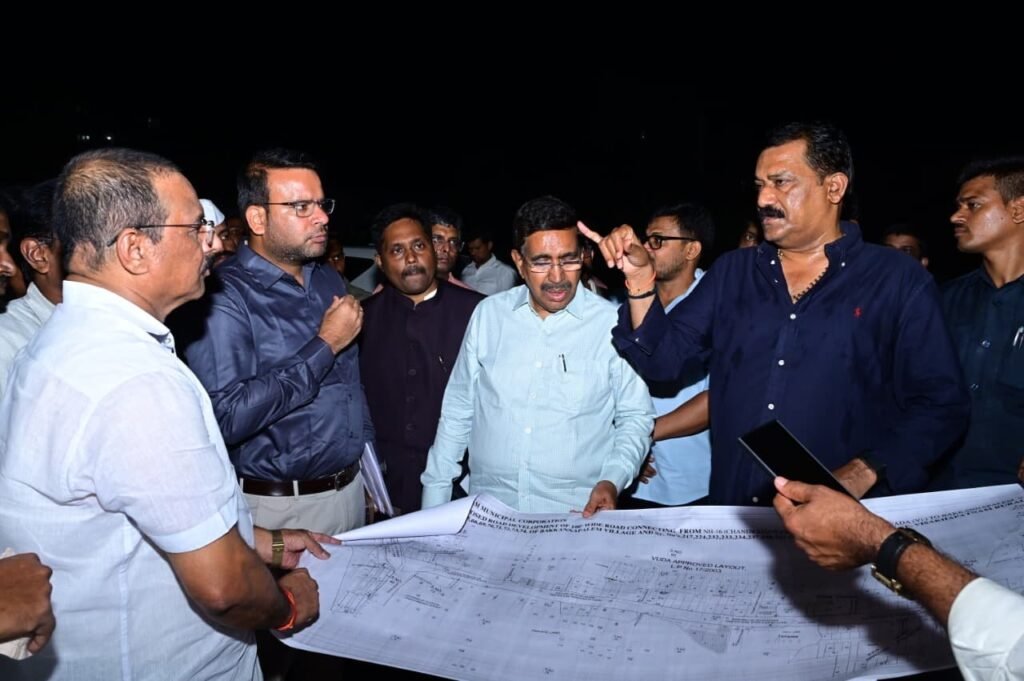 Municipal Minister Narayana and MLA Ganta Srinivasa Rao inspect roads in Endada and Madhurawada, Vizag.