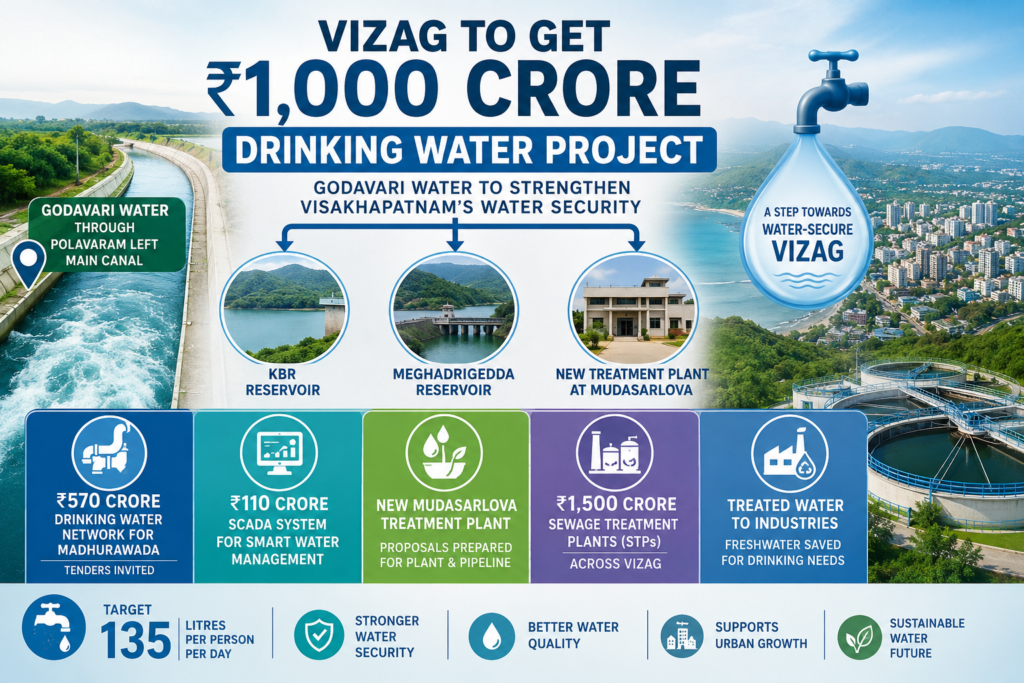 Vizag drinking water project bringing Godavari water through Polavaram Left Main Canal