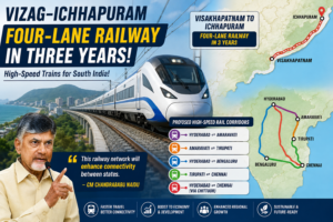 Chandrababu Naidu announces Vizag to Ichchapuram four-line railway and high-speed rail plans