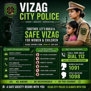 Vizag City Police Safe Vizag campaign for women and children safety awareness