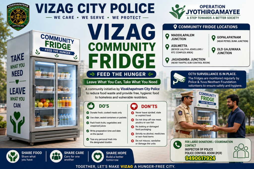 Vizag Community Fridge launched by Visakhapatnam City Police to reduce food waste