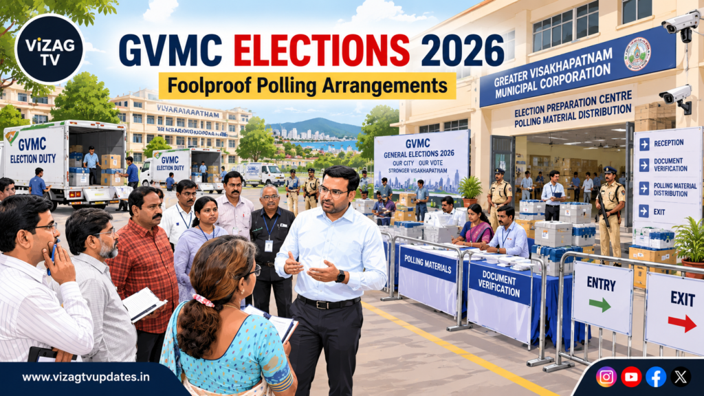 GVMC Elections 2026 polling arrangements inspected by Ketan Garg in Visakhapatnam