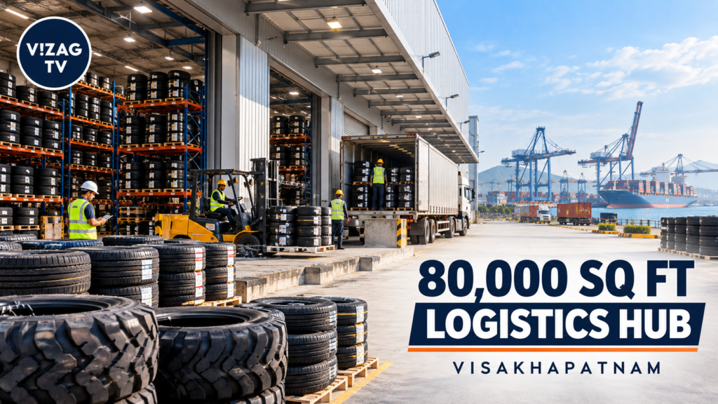Illustrative image of a logistics warehouse supporting tyre distribution in Visakhapatnam